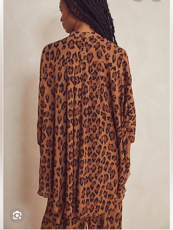 Free People Intimately FP Leopard Print Wake Up Flowing Tunic Shirt Brown XS - Picture 3 of 11